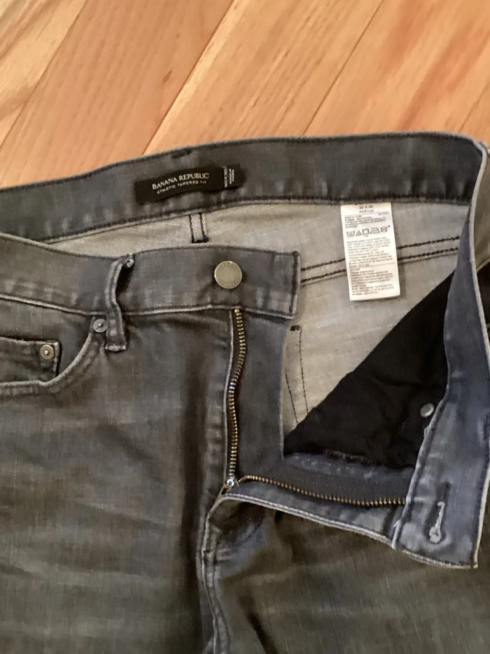 Banana Republic Men’s black washed, athletic tapered fit jeans